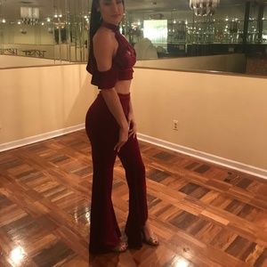 Flare fancy velvet two piece set